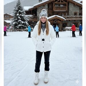Poivre Blanc White Belted Juniors Ski Jacket